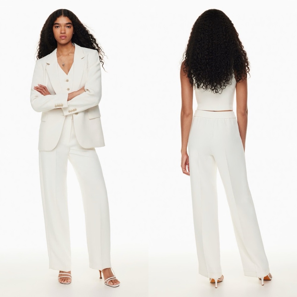 Aritzia White Wide-Leg Trousers